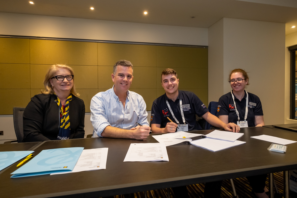 (from left) Executive Director the Pharmacy Guild Suzanne Greenwood, National President of the Guild Trent Twomey, NAPSA President Flynn Swift, and NAPSA Treasurer Georgia Bridges