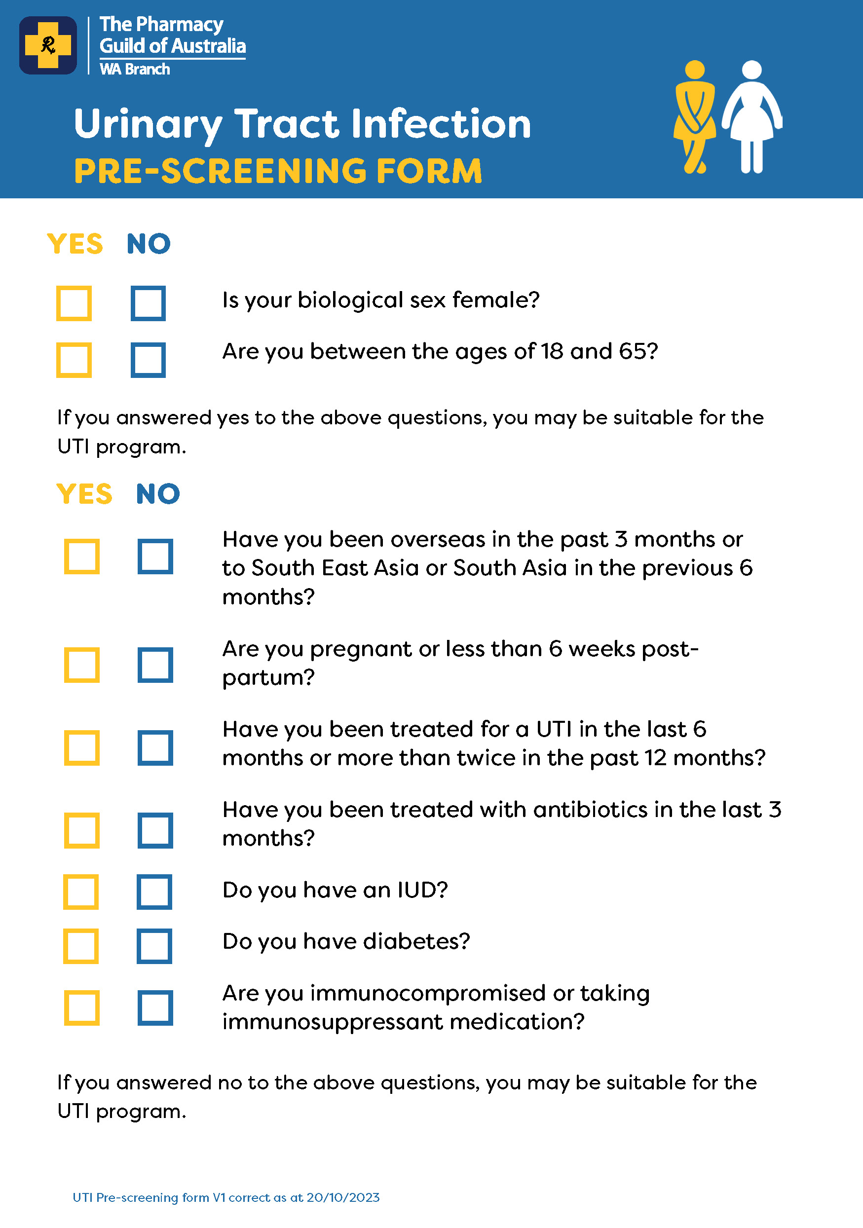 Pre-screening form
